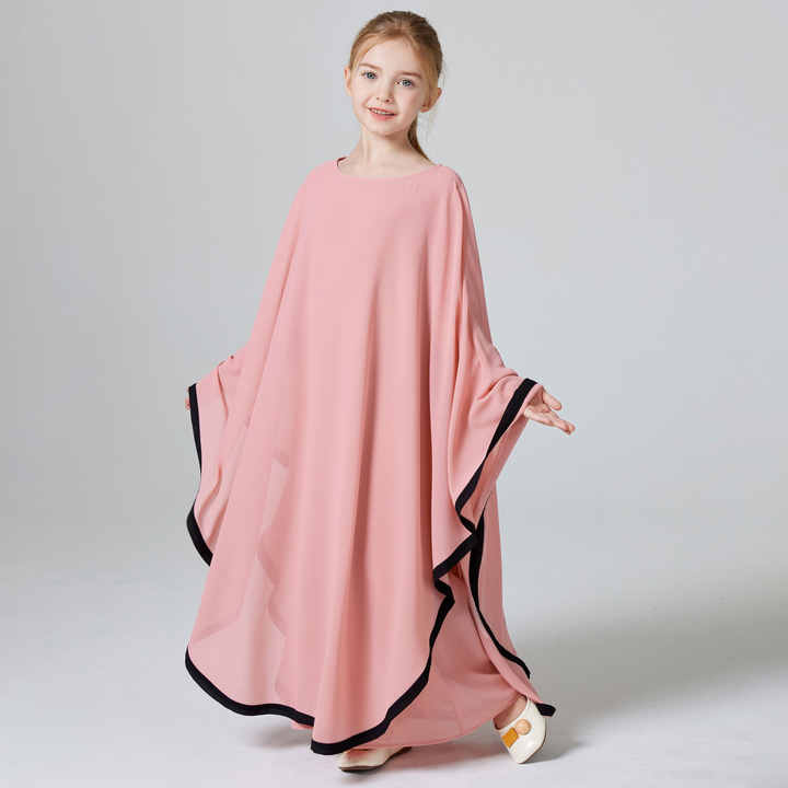 Muslim Girls V-Neck Abaya Dress #25G631