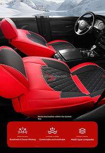 Housses de siège de voiture en cuir Nappa respirant, ensemble complet, ajustement universel, Ford Mustang <span class=keywords><strong>Mach</strong></span> <span class=keywords><strong>E</strong></span> Escape Hybrid avec lignes géométriques en diamant - Product Image 5