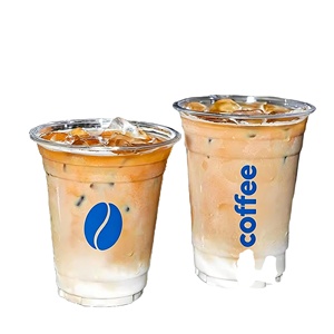 แก้วกาแฟเย็นและน้ำแร่แบบใช้แล้วทิ้ง ขนาด 8/10/12/14/16/32 ออนซ์ พร้อมฝาปิด (PET) สำหรับใส่ชานมไข่มุก พิมพ์โลโก้ได้ - Product Image 1