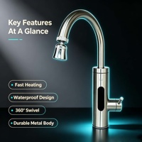 Robinet d'eau chaude électrique instantané en acier inoxydable 304, double buse rotative, chauffage rapide en 3 secondes, étanche IPX4, LED, pour extérieur et hôtel