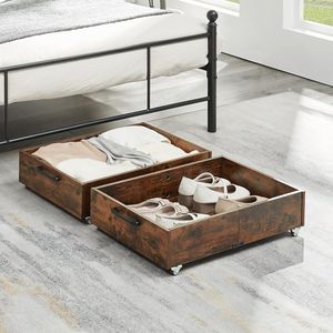 Contenedores de almacenamiento de madera debajo de la <span class=keywords><strong>cama</strong></span> <span class=keywords><strong>con</strong></span> <span class=keywords><strong>ruedas</strong></span> organizador rodante para zapatos contenedores de ropa, cajón organizador de almacenamiento de zapatos - Product Image 1