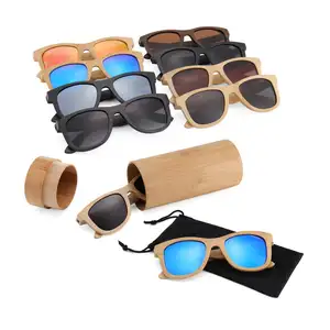 2023 products black frame sun glasses bamboo polarized sunglasses with cases and pouches set