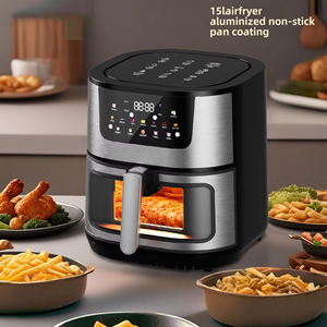 <span class=keywords><strong>Friteuse</strong></span> à <span class=keywords><strong>air</strong></span> électrique 110V 15L avec panneau tactile, revêtement antiadhésif en aluminium, porte vitrée visible, pour usage domestique, export - Product Image 2
