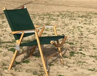 Chaise haute de pêche de plage de maquillage extérieur pliant en bois de toile de loisirs minimaliste avec le dossier