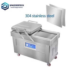 Machine d'emballage sous vide à <span class=keywords><strong>double</strong></span> chambre pour poulet, avec deux chambres sous vide en plastique pour sceller l'emballage. - Product Image 5