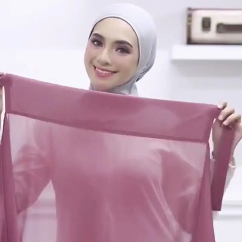 ファッションターバンヘッドラップイスラム教徒の女性通気性イスラムロングラップヒジャーブヘッドバンド包帯滑り止め無地シフォンヒジャーブスカーフ