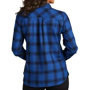 <span class=keywords><strong>Chemise</strong></span> <span class=keywords><strong>femme</strong></span> personnalisée à manches longues, boutonnée, avec poche, bleu et noir à <span class=keywords><strong>carreaux</strong></span>, en flanelle décontractée, coupe ajustée, style décontracté - Product Image 2