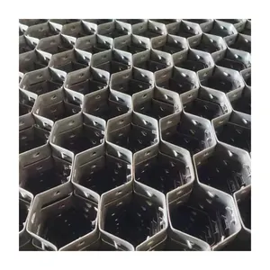 不锈钢金刚石六角金属网平纹编织穿孔技术焊接弯曲，带20毫米和50毫米孔