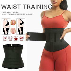 Ceinture de sudation élastique ajustable pour fitness, effet corset, contrôle moyen, avec fermeture éclair pour le ventre, amincissante, grande taille - Product Image 2