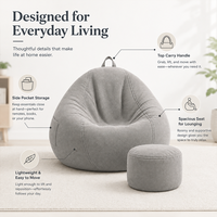 Fauteuil pouf confortable avec repose-pieds ottoman, chaise de relaxation en tissu doux pour salon, chambre, dortoir et espace de jeu
