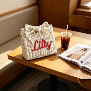 Personalized Name Floral Embroidery Cotton Fresh <b>Sweet</b> Style Womens Large-capacity Portable Storage Cosmetic <b>Bag</b> - Product Image 4