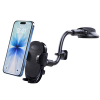 Support de téléphone universel pour voiture à bras long flexible rotatif à 360° en plastique ABS, fixation par ventouse pour pare-brise et support de bureau pour tableau de bord