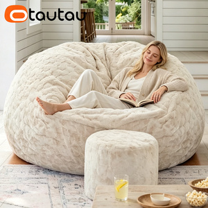 OTAUTAU Funda de Puf Gigante Reclinable Moderna de 5 pies, de Pelo Sintético Suave Tipo Conejo, Sin <span class=keywords><strong>Relleno</strong></span>, Sofá Cama Puff DD014 - Product Image 1