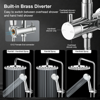 Ensemble de douche pluie en gros 195 mm haute pression, pommeau de douche pluie 3 modes pour hôtel et rénovation résidentielle