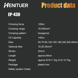Pince à sertir et à couper hydraulique portable HENITUER EP-430, qualité industrielle, garantie de 12 mois - Product Image 6