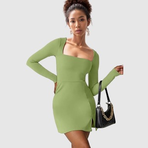 E0104TA62 <span class=keywords><strong>Precio</strong></span> al por mayor comodidad de las mujeres elástico cuello cuadrado vestido de baile - Product Image 4