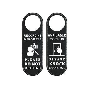 Recording In Progress Door Sign PU Leather 24x8cm Water Resistant For Multiple Door Handles - Product Image 3