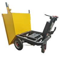 Nuevo Carro de Transporte Eléctrico para Construcción, Remolque con Contenedor Inclinable de Empuje Manual con Motor, Carretilla Eléctrica