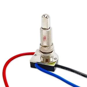 Hot New Products 3 WAY Push button Switches light Tow Circuit 3A125V Metal Bushing with 6 Inch Wire Leads Stripped Ends