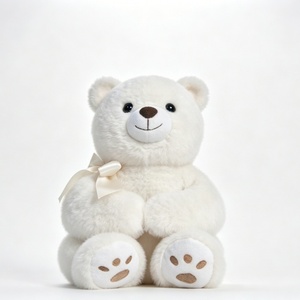 Ours en peluche personnalisé avec ruban, ours en peluche assis, ours en peluche blanc doux - Product Image 3