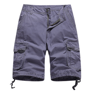 Short cargo vierge avec poche latérale coupe ajustée été classique fermeture éclair multi-poches bermudas pour hommes vente en gros - Product Image 3