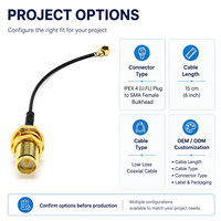 Câble coaxial IPEX4 de 15 cm pour antenne WiFi BT GSM 3G GPS 4G