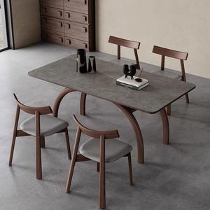 Tavolo da Pranzo in <span class=keywords><strong>Legno</strong></span> Massello con Piano in Pietra, Design Moderno e Minimalista, Colore <span class=keywords><strong>Noce</strong></span>, Grigio Italiano, Rettangolare - Product Image 5