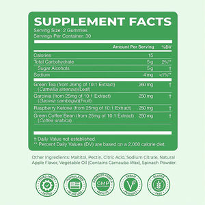 Gomitas Quemagrasas de Marca Privada OEM/ODM, Suplemento para Dieta Keto, Reducción de Peso, Gomitas Quemagrasas Nocturnas con Té Verde - Product Image 6