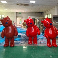Sculpture personnalisable grand format pour décor de parc, statue d'ours animal de dessin animé grandeur nature en fibre de verre, figurine peinte à vendre