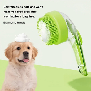 Brosse de bain pour chien portable 2-en-1 avec distributeur de <span class=keywords><strong>shampoing</strong></span> intégré, en silicone, outil de toilettage et de bain pour animaux de compagnie - Product Image 4
