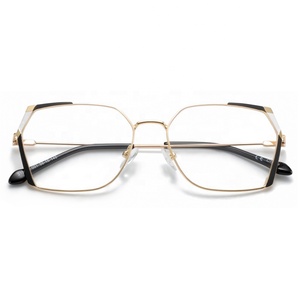 Logotipo personalizado polígono y estilo irregular lentes de resina metal mujer monturas gafas ópticas gafas - Product Image 1