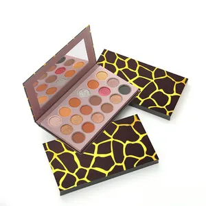 Placa de sombra de ojos de 18 colores, sombra de ojos perlada de color tierra con estampado de leopardo bronceador, maquillaje al por mayor