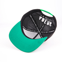 Op maat gemaakte logo-geprägte unisex verstelbare performance baseballcap met PVC rubberen patch, 5-delige sportpet, hoge kwaliteit, enkelrijig.