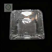 Boîte en plastique rectangulaire jetable de qualité alimentaire pour animaux de compagnie, avec logo en relief et couvercle transparent, pour l'emballage et la présentation de pain et de chips.