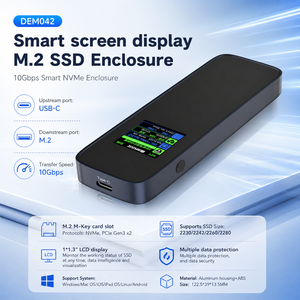 Boîtier SSD M.2 NVMe PCIe Gen3 X2 intelligent avec écran LCD 1,3 pouces, USB-C 10 Gbit/s, prend en charge les SSD 2230/2280 jusqu'à 8 To, moniteur d'état en temps réel pour - Product Image 5