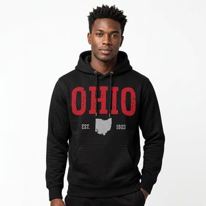 Wholesale Custom Vintage Graphic Print Hoodies Regular Fit with Pocket Distressed Screen Print Ohio State Hoodie Winter <b>Pullover</b> - Product Image 2