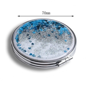 Liquid PU Air Bubble Pouch Glitter Bling Bling Custom Logo Dual <b>Side</b> <b>Small</b> Makeup Mirror Pocket - Product Image 2