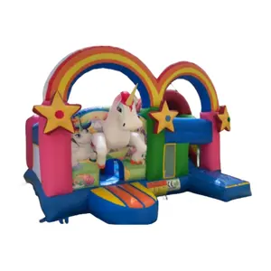 2024 Factory Price Rainbow Horse Bouncy Castle Party High Quality Unicorn Bouncer House And Slide Set For Sale