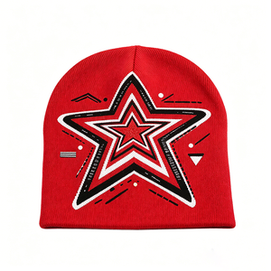 Y2K Star Print Knit Beanie Hat Multicolor Cool Graphic <b>Skull</b> <b>Cap</b> Stretchy Casual Winter Cuffed Women <b>Men</b> Streetwear Travel - Product Image 5