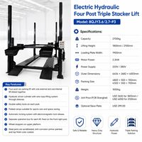 Elevador de Cuatro Postes de Alta Resistencia, 2700 kg, Triple Plataforma, con Doble Bloqueo de Seguridad, 2.2 kW, para Estacionamiento en Múltiples Niveles