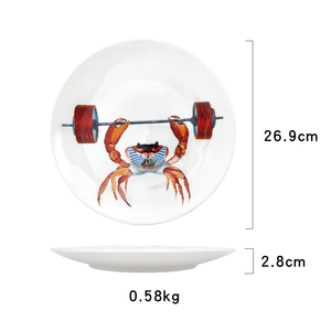 Assiettes <span class=keywords><strong>de</strong></span> présentation en porcelaine écologiques à motif <span class=keywords><strong>de</strong></span> fruits <span class=keywords><strong>de</strong></span> <span class=keywords><strong>mer</strong></span> et <span class=keywords><strong>de</strong></span> la vie marine, design personnalisé, lot d'assiettes, décoration d'intérieur, service <span class=keywords><strong>de</strong></span> table - Product Image 6