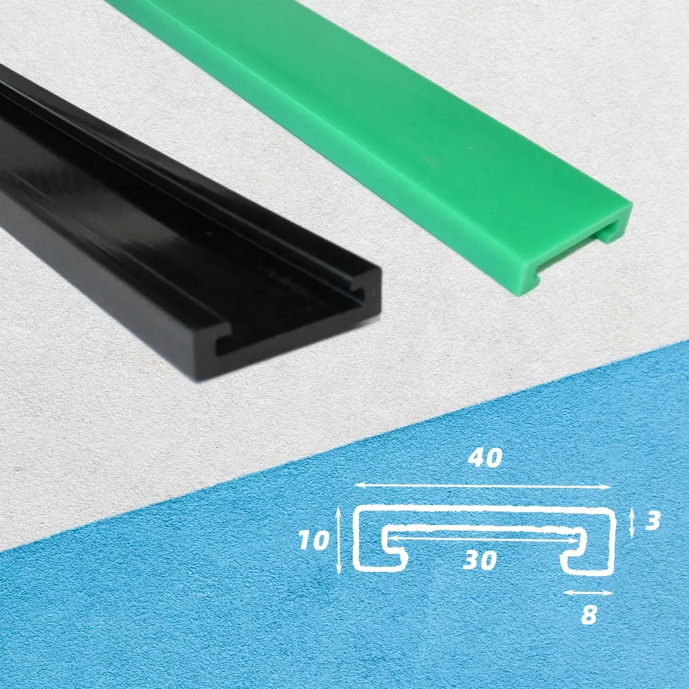 Tiras de plástico UPE para desgaste Seleção rigorosa de materiais Perfis de trilho de plástico preto retorno de tira de desgaste linear pe