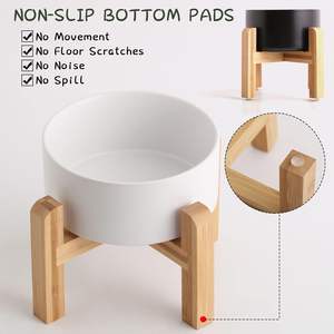 Ciotola di alimentazione per animali domestici con gomma antiscivolo per gatti 28 OZ ruggine bianco elevato in ceramica ciotola per gatti cane cibo piatto d'acqua con supporto - Product Image 5