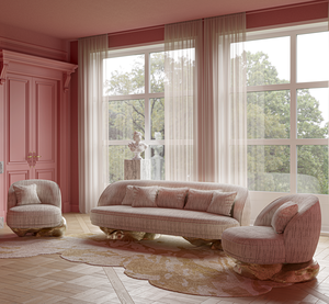 Canapé en tissu avec base en cuivre pur, style italien haut de gamme, mobilier de salon moderne et luxueux pour villa et hôtel - Product Image 1