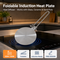 Plaque de Conduction Thermique par Induction Pliable, Diffuseur de Chaleur, Plaque de Cuisson Ronde Magnétique en Verre, Pot en Céramique, Accessoire de Cuisine OEM