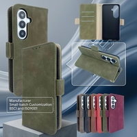 Étui portefeuille en PU pour Samsung S24 Ultra, style uni, avec boucle magnétique, porte-cartes, support et protection antichoc
