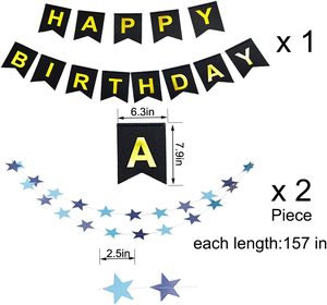 Blu nero 15th Birthday Decorations for Men Boy Birthday Party Supplies con <span class=keywords><strong>15</strong></span> Silver Number Balloon Happy Birthday Banner - Product Image 5