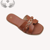 Sandales d'été pour femmes de haute qualité, à la mode, avec logo personnalisé, emballage inclus, prêtes à être expédiées, design tendance, pantoufles pour femmes