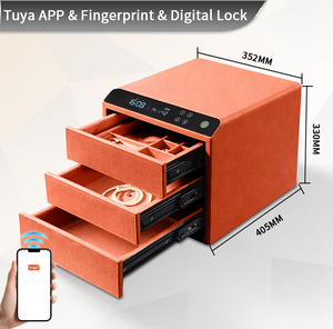 CEQSAFE Coffre-fort intelligent en cuir de haute qualité à 3 couches, antivol, avec entrée par empreinte digitale pour la maison, le rangement de bijoux et de vêtements - Product Image 5