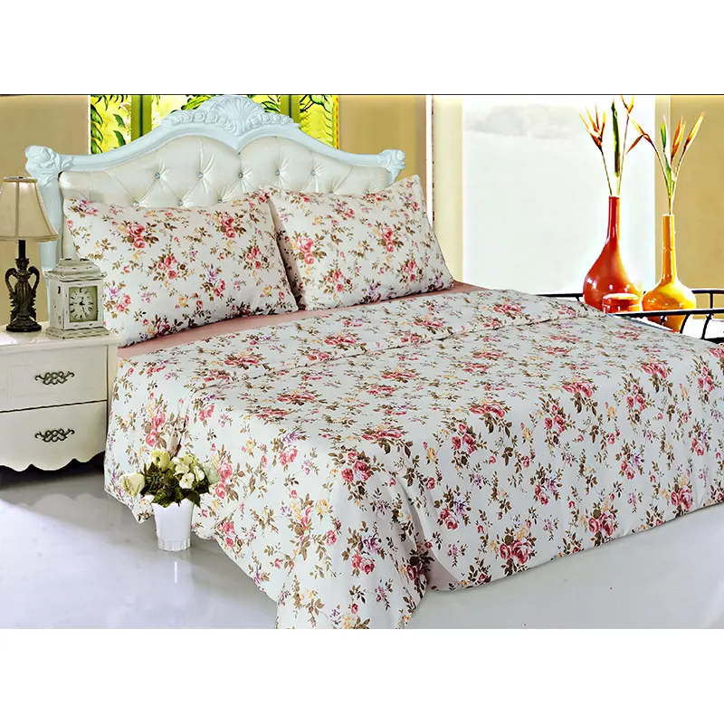 Wholesale Printed Bedding Set, Lightweight Flora Design Bed Sheets Sets for All Season
